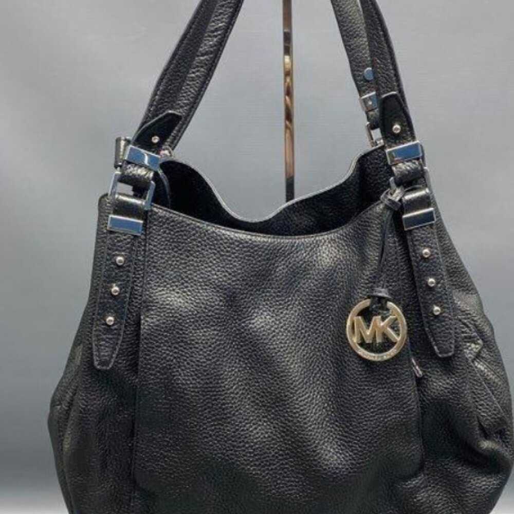 Michael Kors Black Pebbled Leather Divided Double Handle Handbag